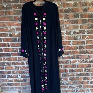 Kaftan hooded dress, embroidered Festival
